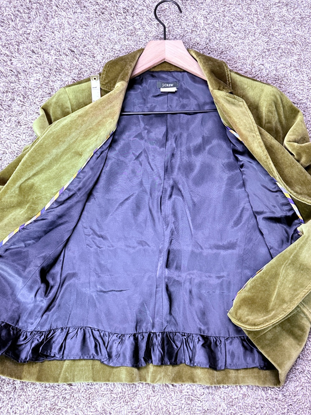 J.Crew Green Velvet Blazer Jacket - Classic Tailored Fit - Picture 5 of 8
